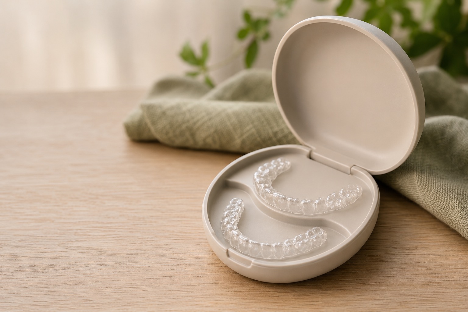 A set of custom clear aligner trays