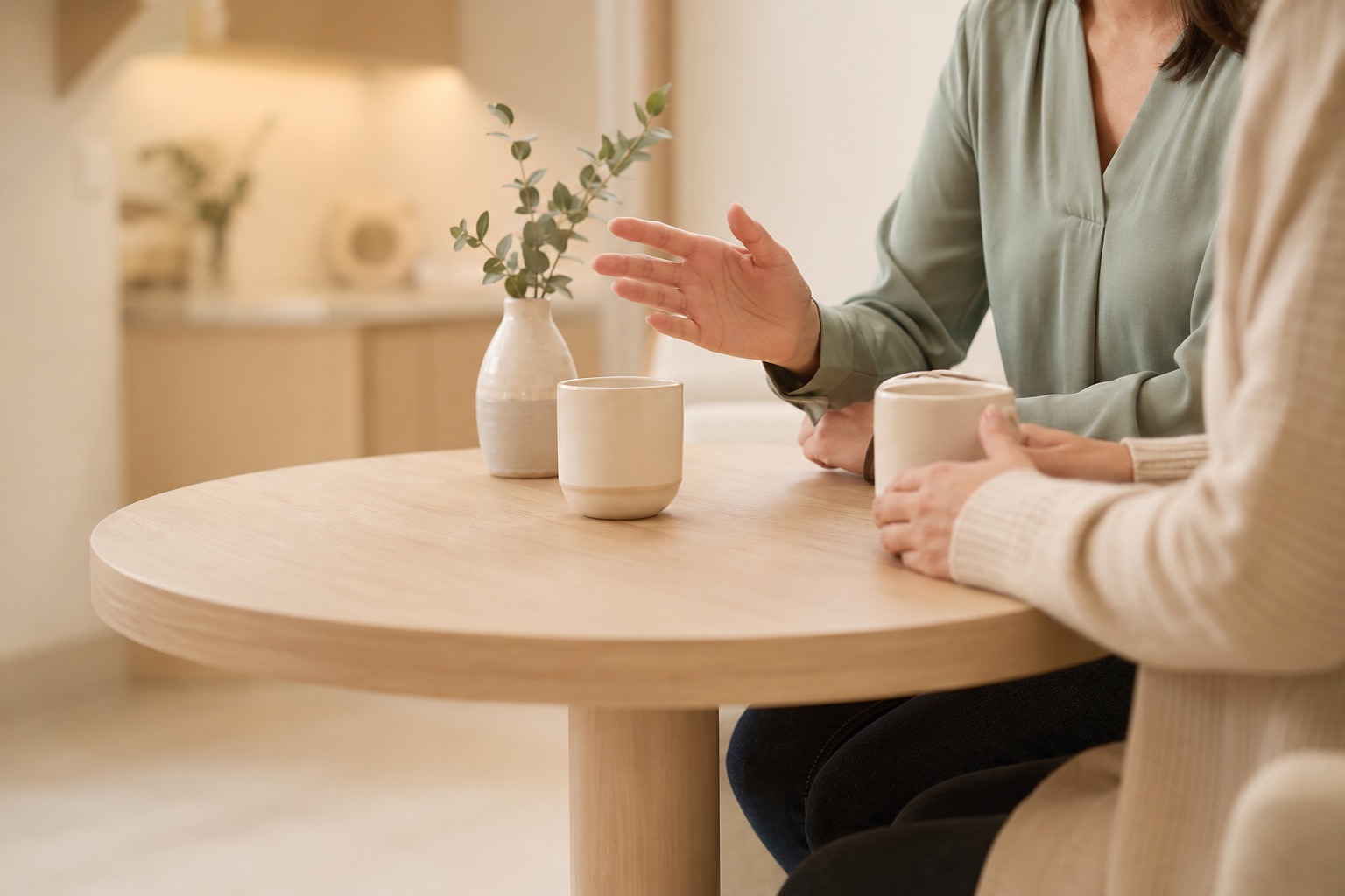A front desk team member walking a patient through costs, both looking at the same screen