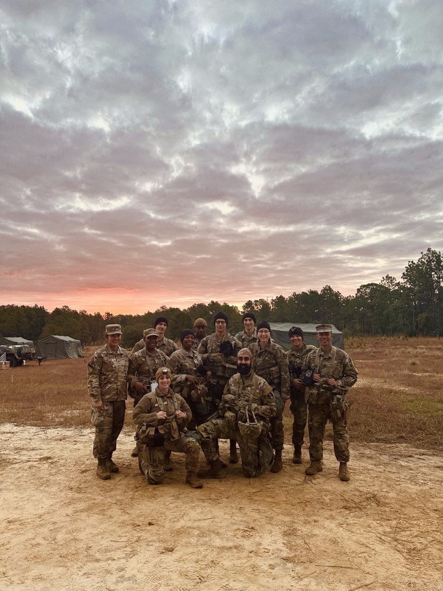 Dr. Karan Grewal with his U.S. Army unit at sunset