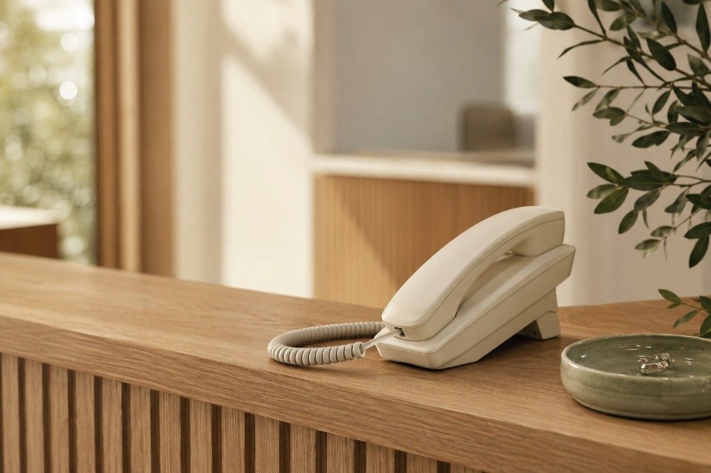 Front desk phone ready for a same-day emergency call